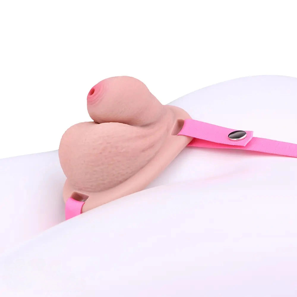 2.36in Silicone Soft Small Cock Cage Strap on Chastity Dildo With Lock