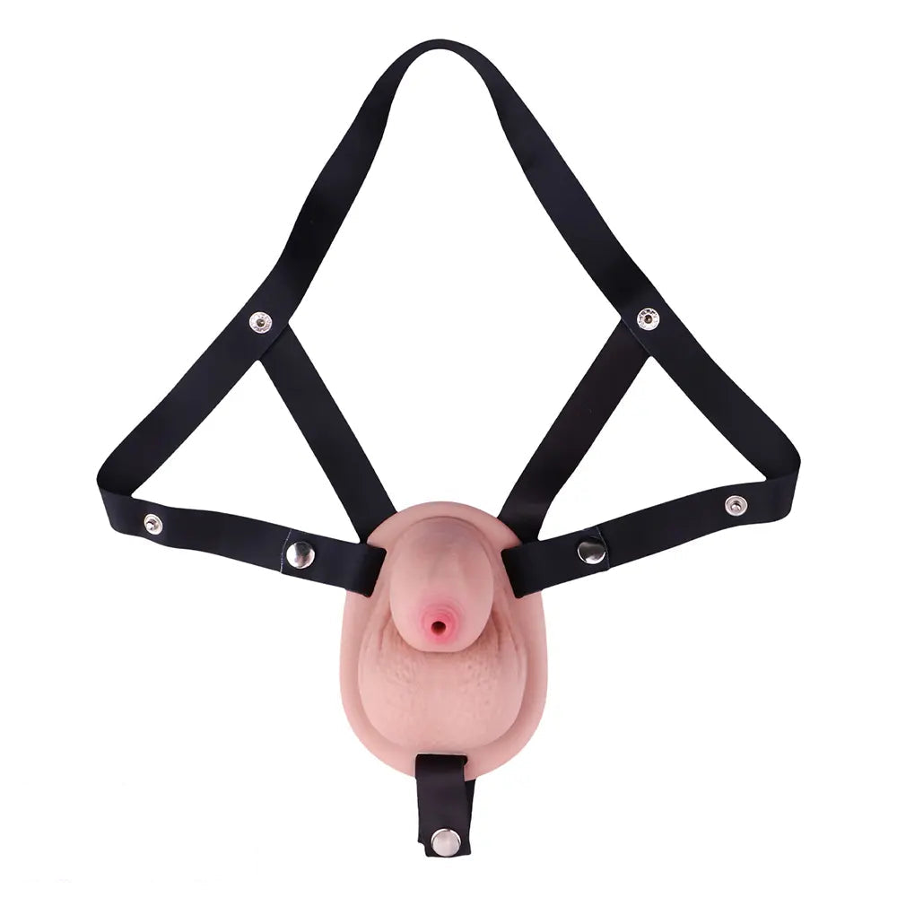 2.36in Silicone Soft Small Cock Cage Strap on Chastity Dildo With Lock