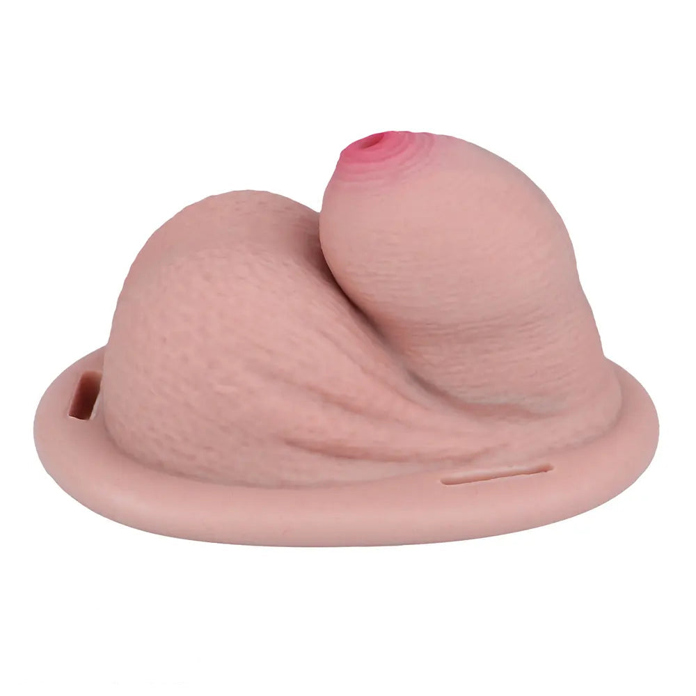 2.36in Silicone Soft Small Cock Cage Strap on Chastity Dildo With Lock