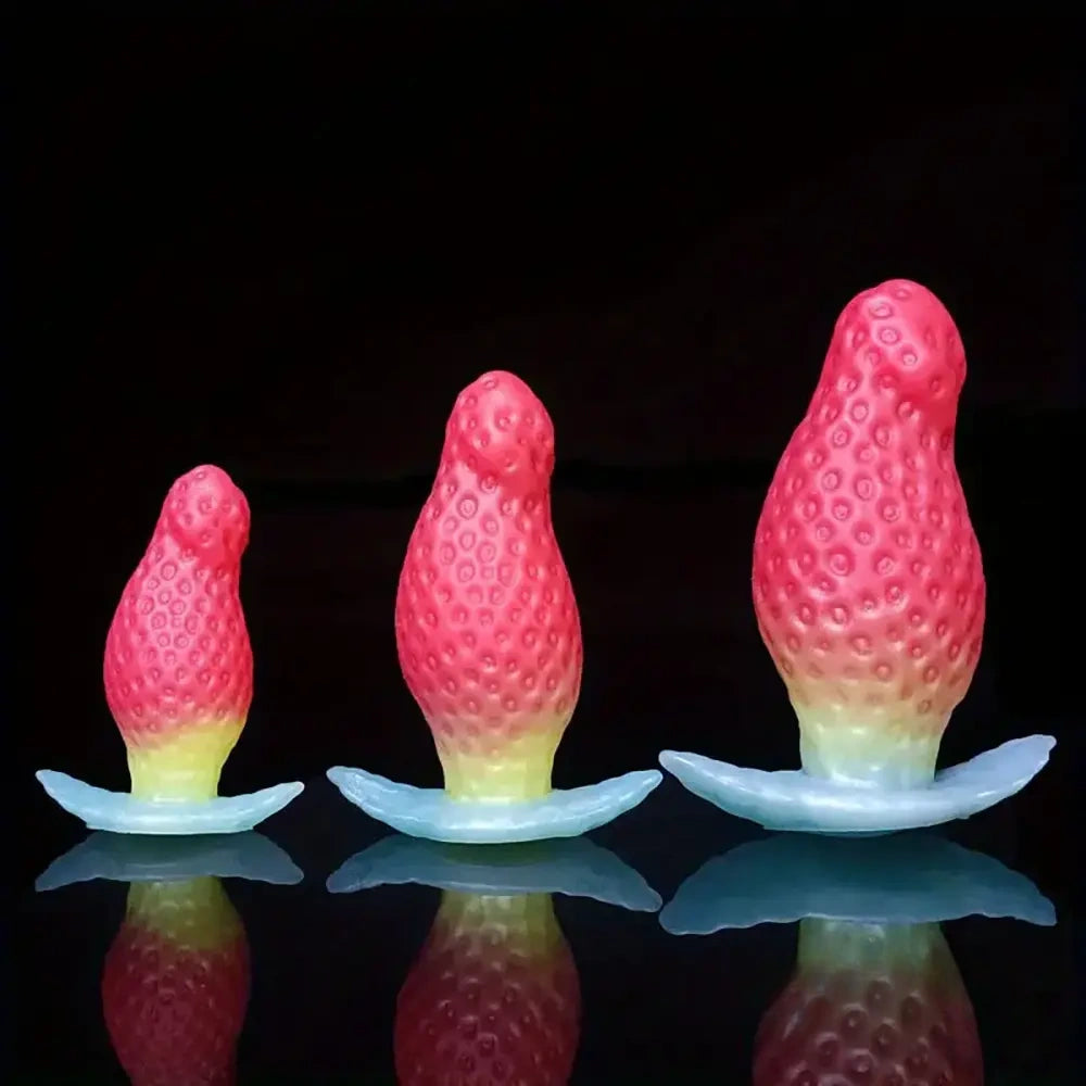 2.75in 3.54in 4.33in Strawberry Small Unisex Silicone Soft Dildo For Sex