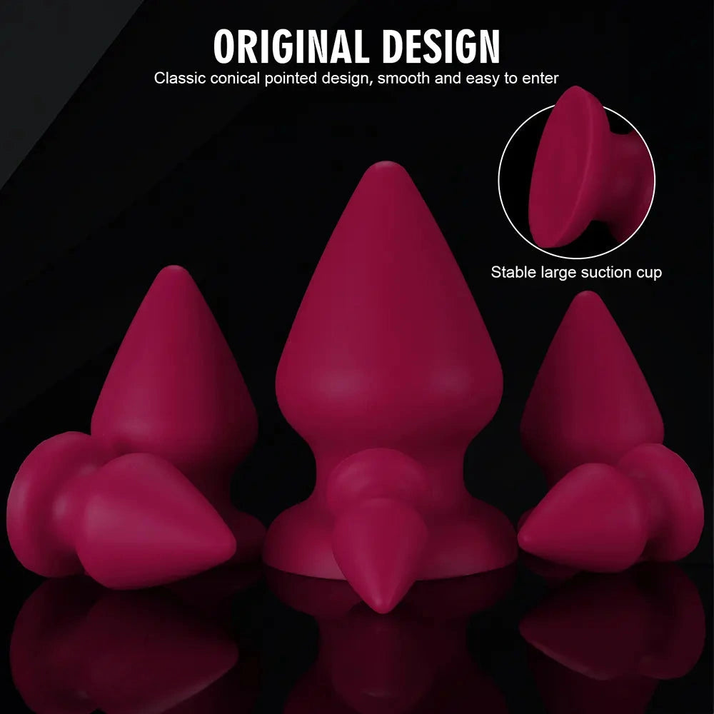 2.87in 3.66in 4.33in 5.51in 6.29in 7.28in Conical Round Pointed Butt Plug Dildo