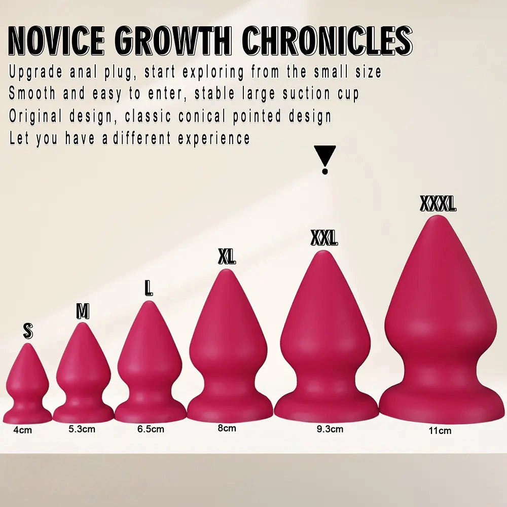 2.87in 3.66in 4.33in 5.51in 6.29in 7.28in Conical Round Pointed Butt Plug Dildo