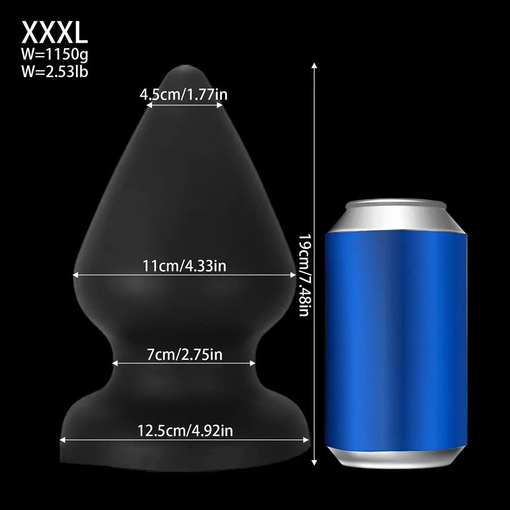 2.87in 3.66in 4.33in 5.51in 6.29in 7.28in Conical Round Pointed Butt Plug Dildo