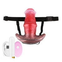 2.91in-8.85in Horse Cock Wearable Gag Fox Tail Vibrator Anchor Dildo