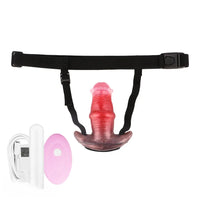 2.91in-8.85in Horse Cock Wearable Gag Fox Tail Vibrator Anchor Dildo