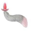 2.91in-8.85in Horse Cock Wearable Gag Fox Tail Vibrator Anchor Dildo