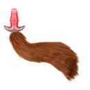 2.91in-8.85in Horse Cock Wearable Gag Fox Tail Vibrator Anchor Dildo