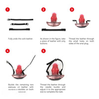 2.91in-8.85in Horse Cock Wearable Gag Fox Tail Vibrator Anchor Dildo
