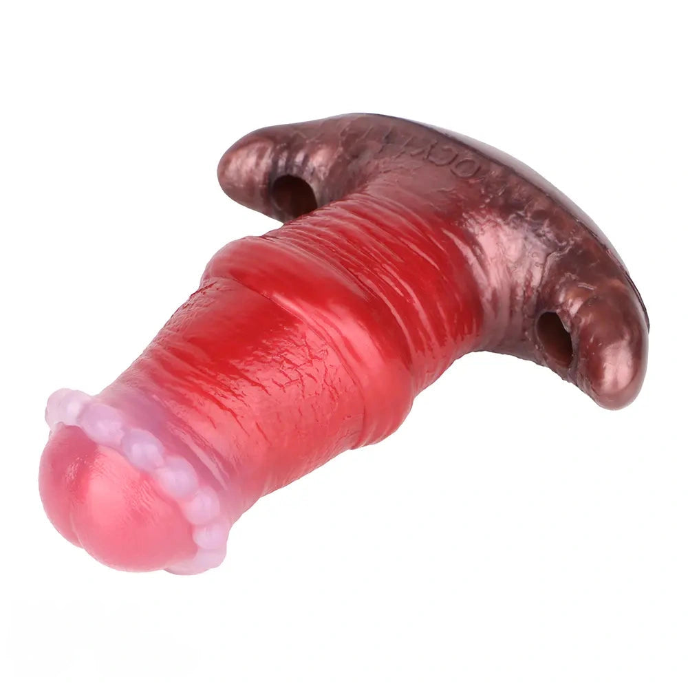2.91in-8.85in Horse Cock Wearable Gag Fox Tail Vibrator Anchor Dildo