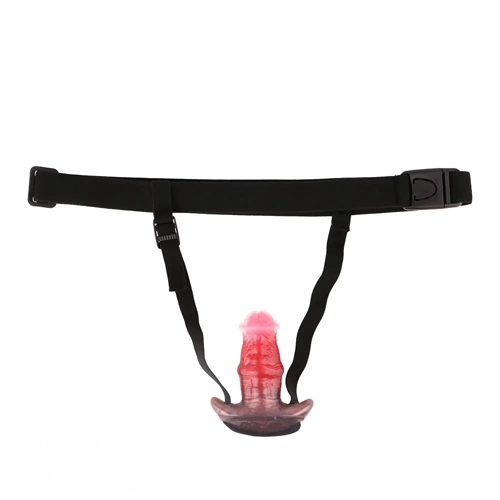 2.91in-8.85in Horse Cock Wearable Gag Fox Tail Vibrator Anchor Dildo