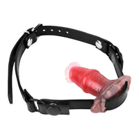 2.91in-8.85in Horse Cock Wearable Gag Fox Tail Vibrator Anchor Dildo