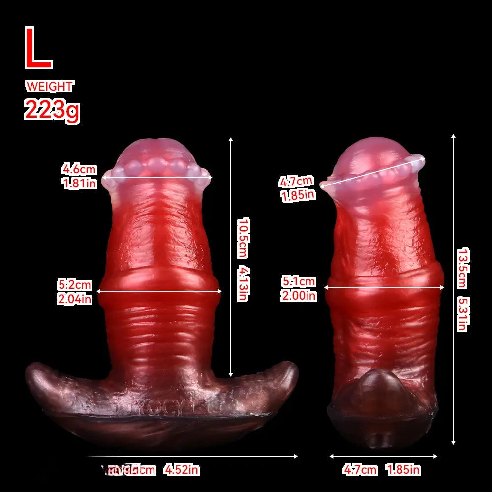 2.91in-8.85in Horse Cock Wearable Gag Fox Tail Vibrator Anchor Dildo