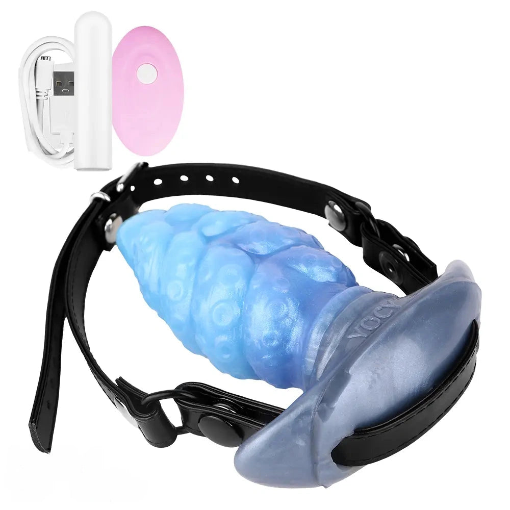 2.91in-9.05in Octopus Vibrating Anchor Dildo Butt Plug Wearable Mouth Gag