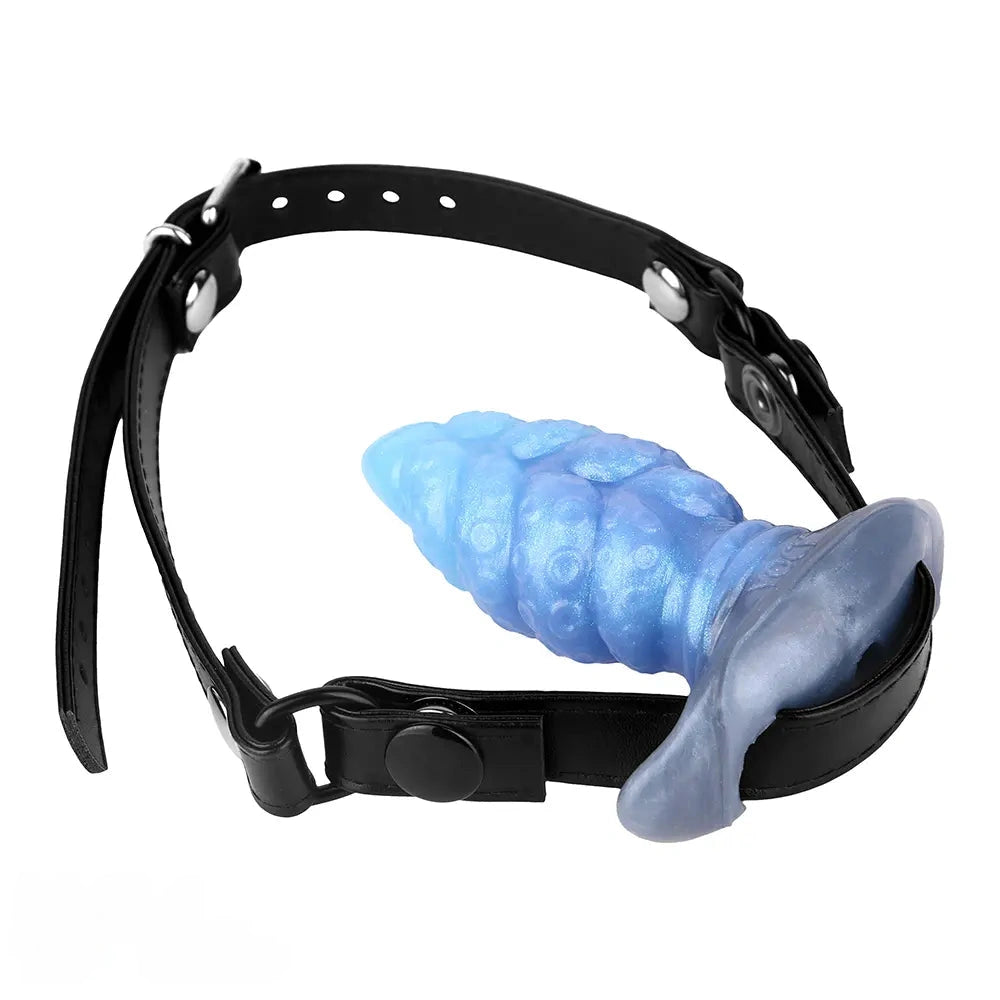 2.91in-9.05in Octopus Vibrating Anchor Dildo Butt Plug Wearable Mouth Gag