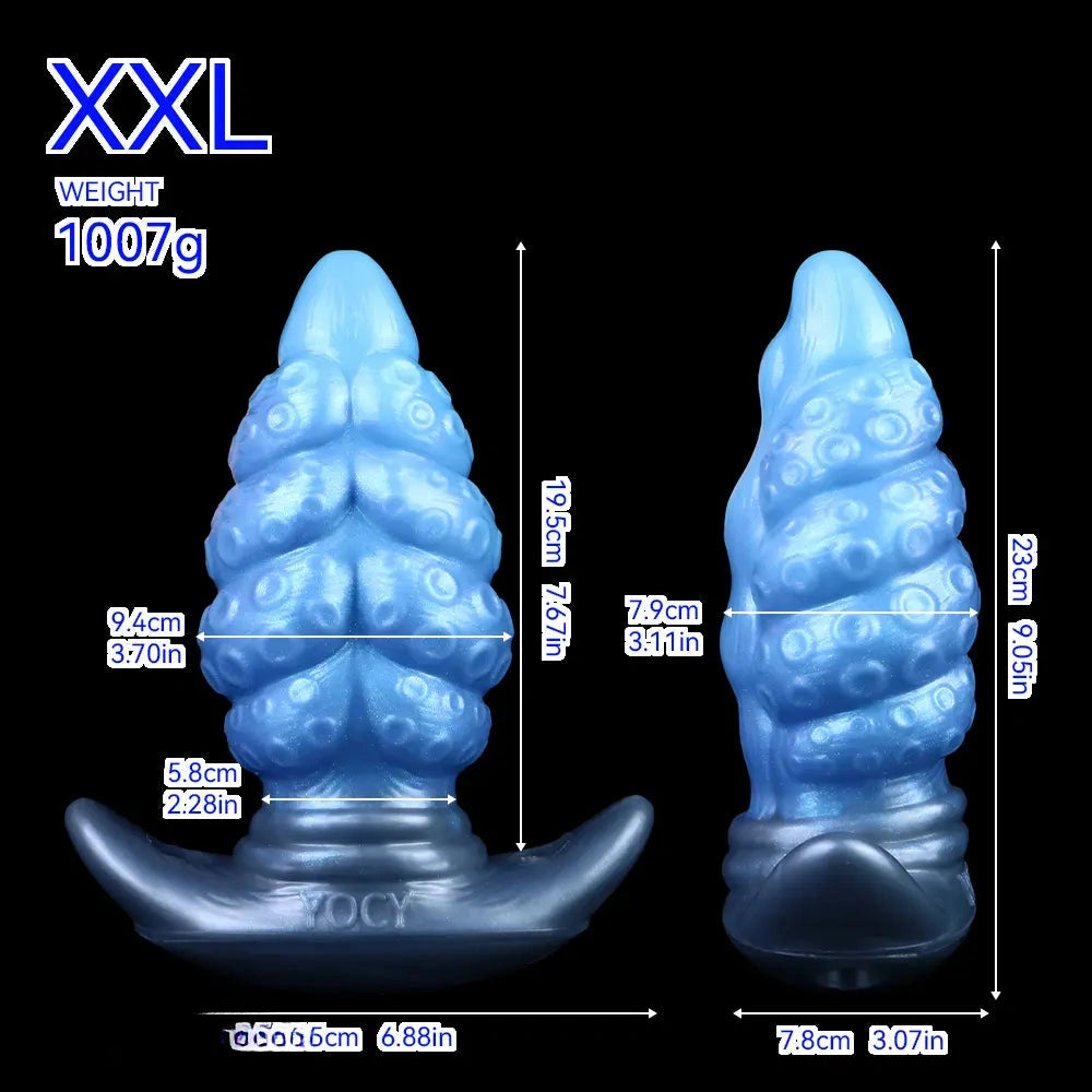 2.91in-9.05in Octopus Vibrating Anchor Dildo Butt Plug Wearable Mouth Gag