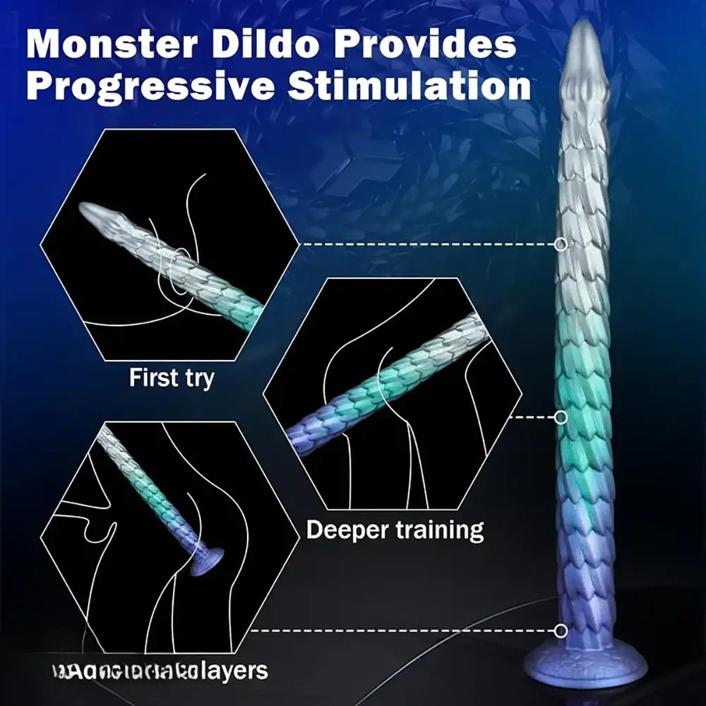 20in Super Huge Long Dragon Scale Silicone Soft Female Dildo