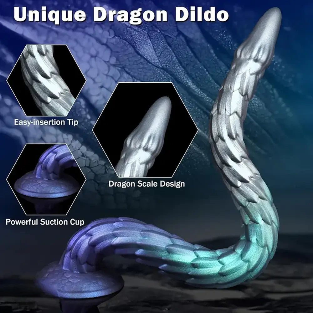 20in Super Huge Long Dragon Scale Silicone Soft Female Dildo