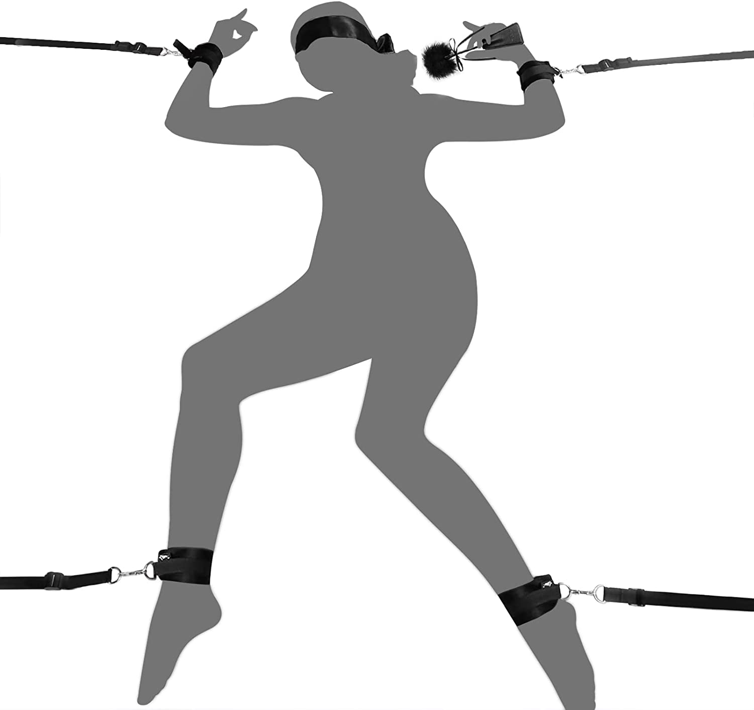 Sex Bondage BDSM Restraints Set with Blindfold and Tickler For Bedroom sex