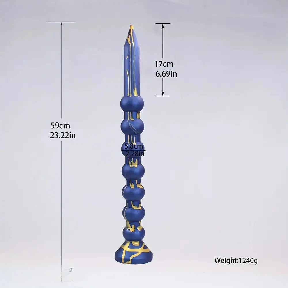 23.22in Long Soft Silicone Adult Toy Huge Dildo With Anal Beads For Anus