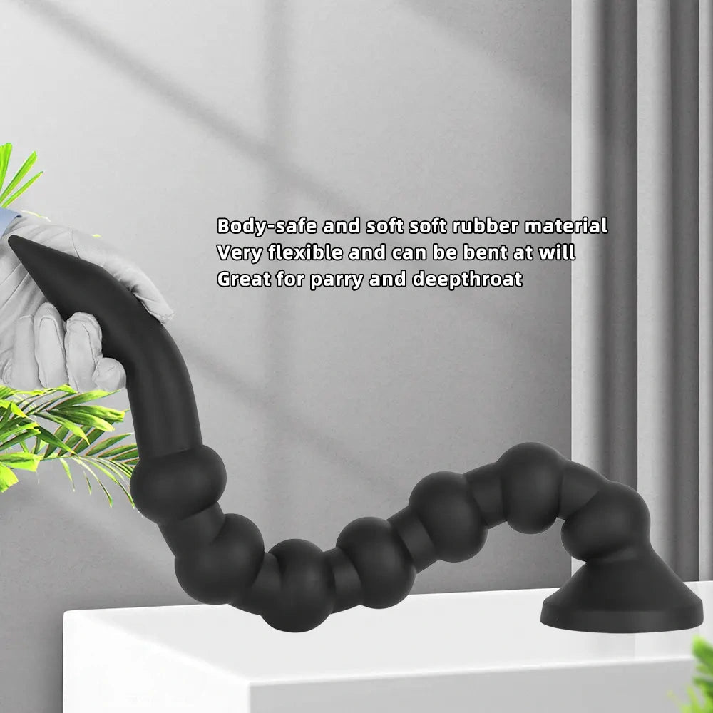 23.62in Soft SM Seven Beads Expansion Long Deep Huge Anal Plug Dildo