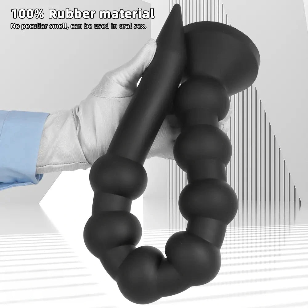 23.62in Soft SM Seven Beads Expansion Long Deep Huge Anal Plug Dildo