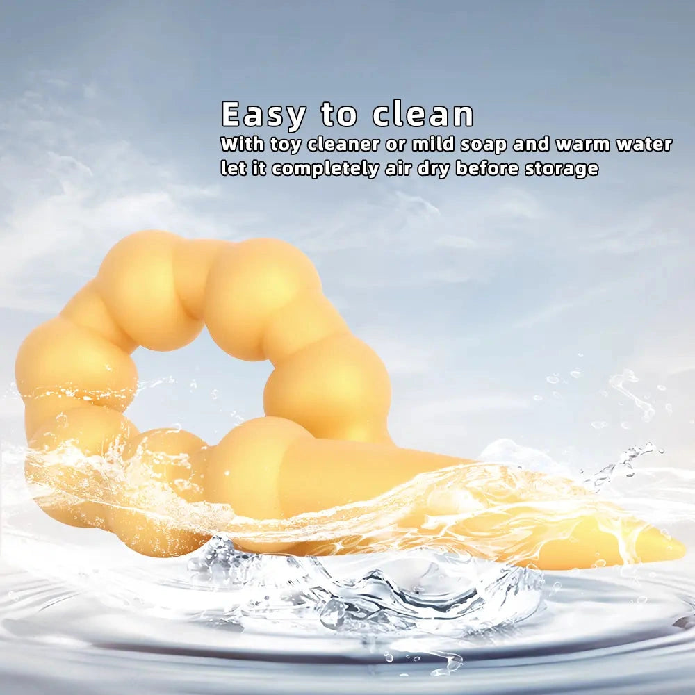 23.62in Soft SM Seven Beads Expansion Long Deep Huge Anal Plug Dildo