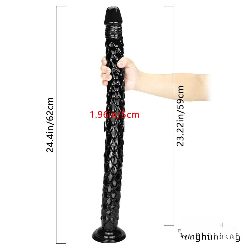 24.4in Extra Long Penis Big Black Dildo For Anal Sex Orgasm Toy