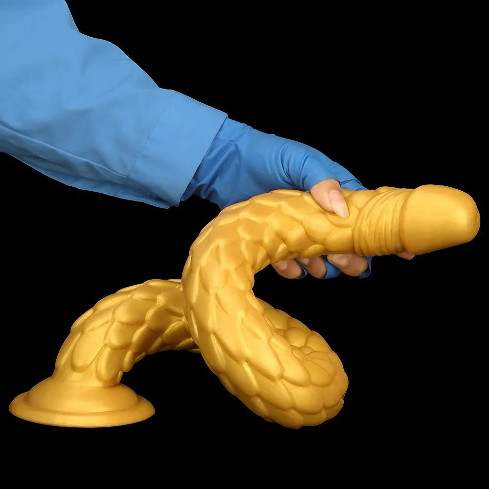 24.4in Gold Silicone Extra-long Scales Huge Dildo For Women Men Gay