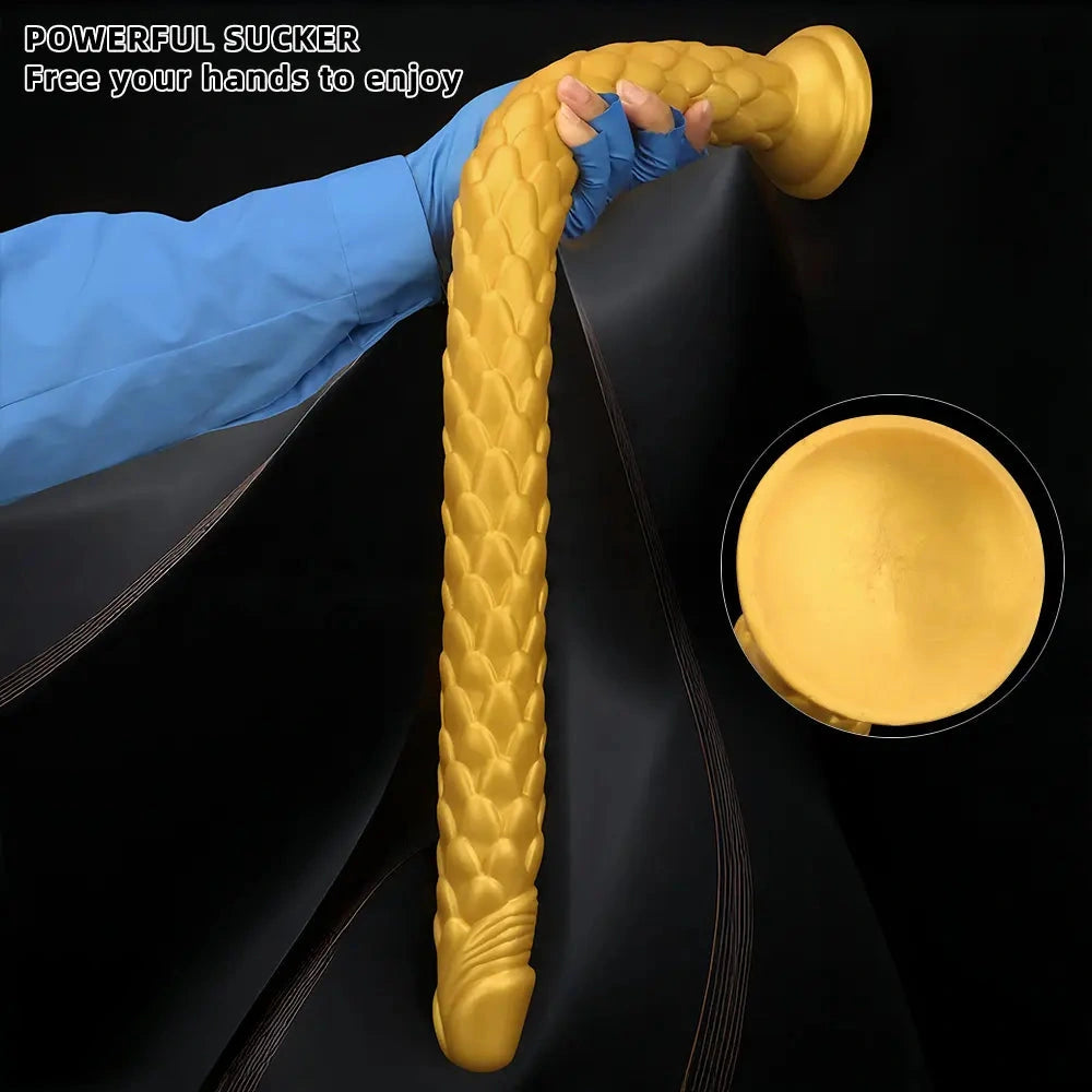 24.4in Gold Silicone Extra-long Scales Huge Dildo For Women Men Gay