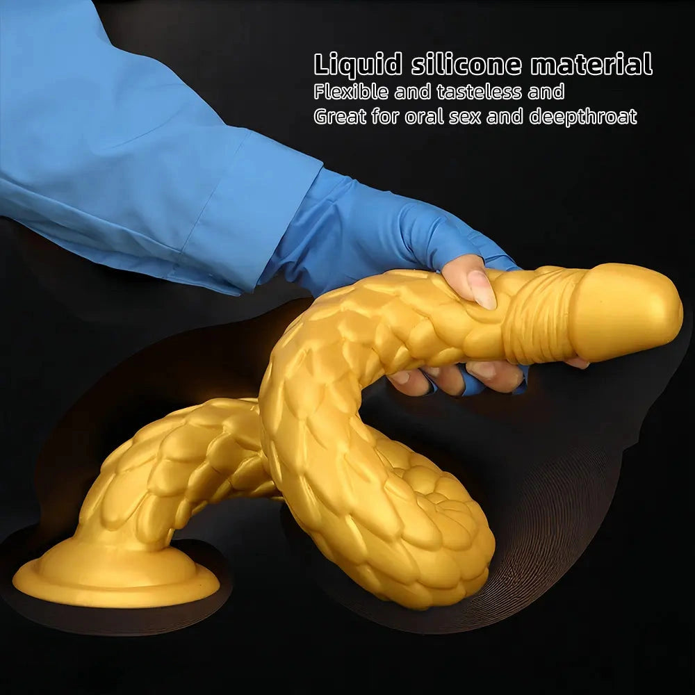 24.4in Gold Silicone Extra-long Scales Huge Dildo For Women Men Gay