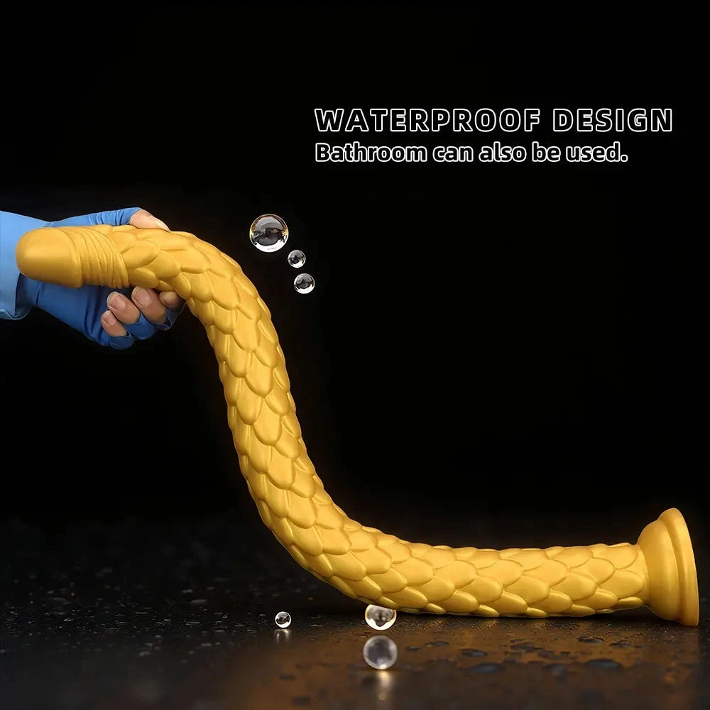 24.4in Gold Silicone Extra-long Scales Huge Dildo For Women Men Gay