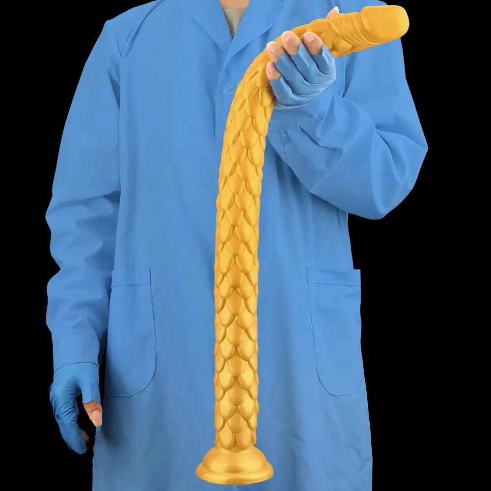 24.4in Gold Silicone Extra-long Scales Huge Dildo For Women Men Gay