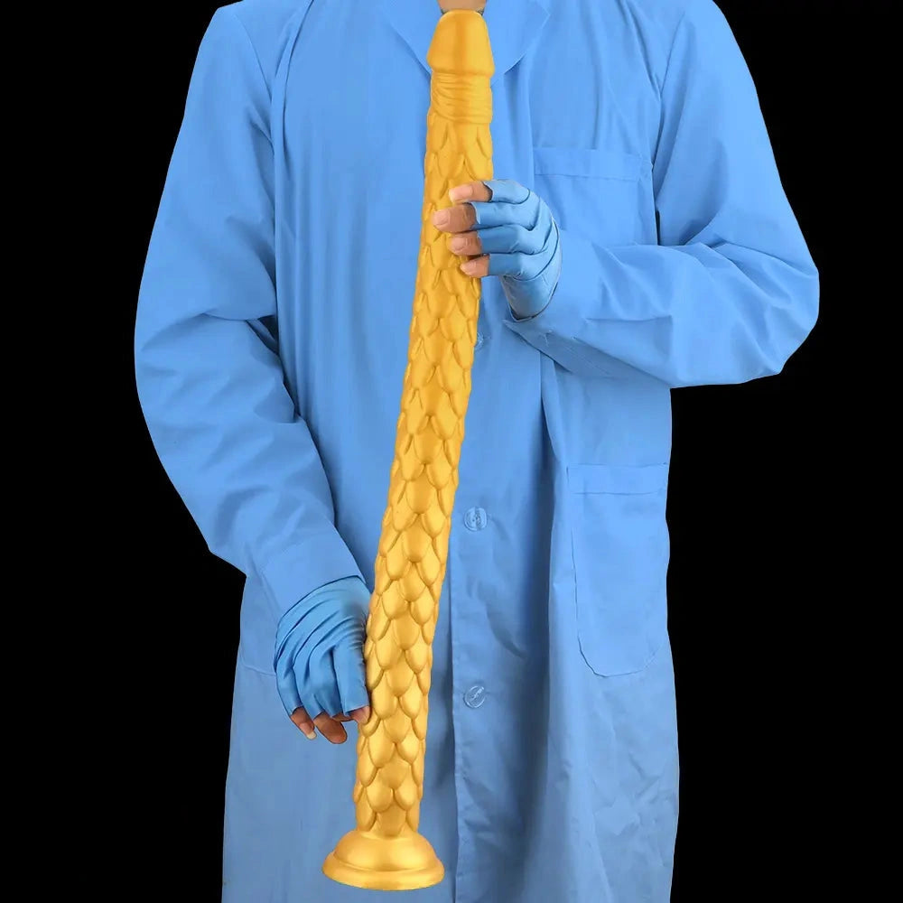 24.4in Gold Silicone Extra-long Scales Huge Dildo For Women Men Gay