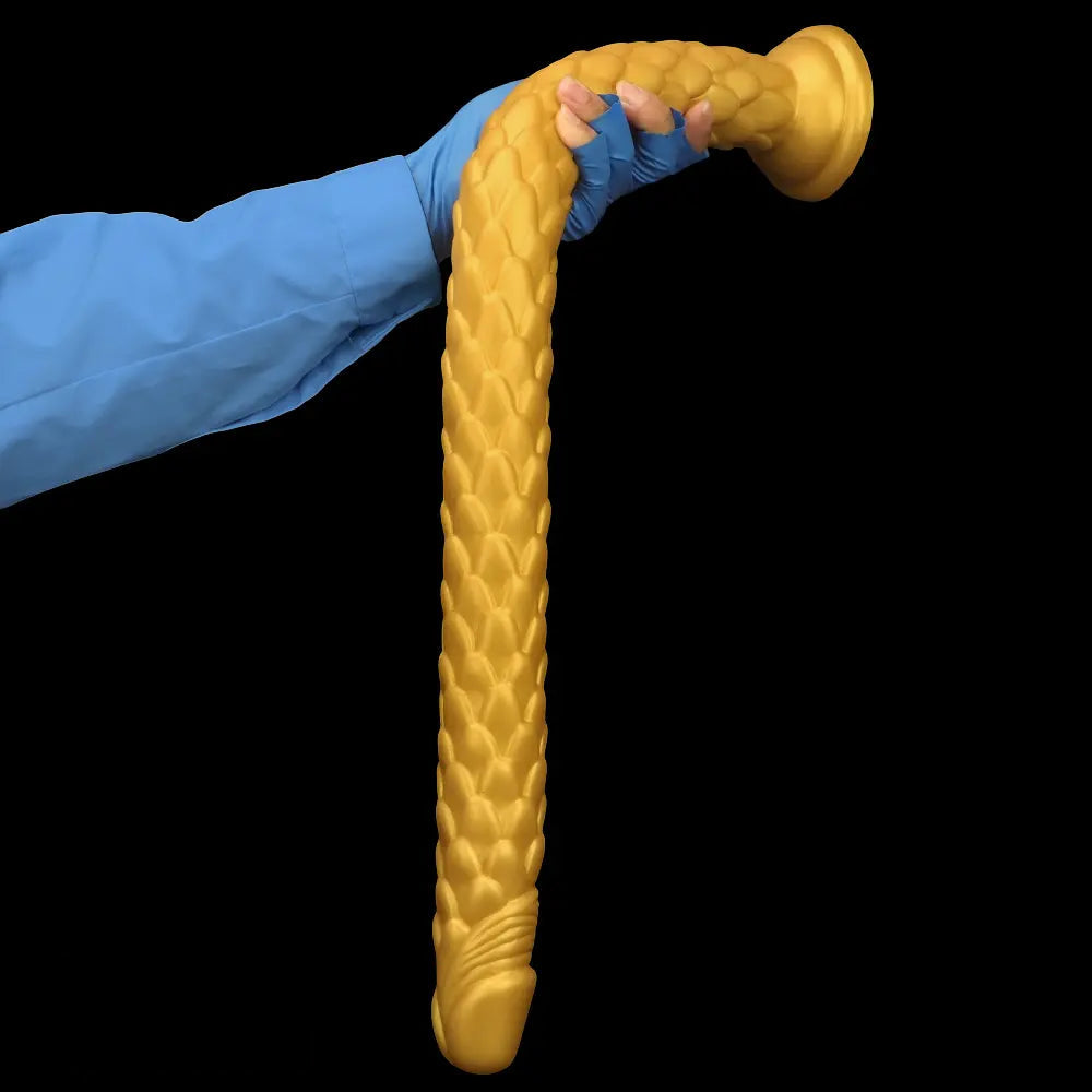 24.4in Gold Silicone Extra-long Scales Huge Dildo For Women Men Gay