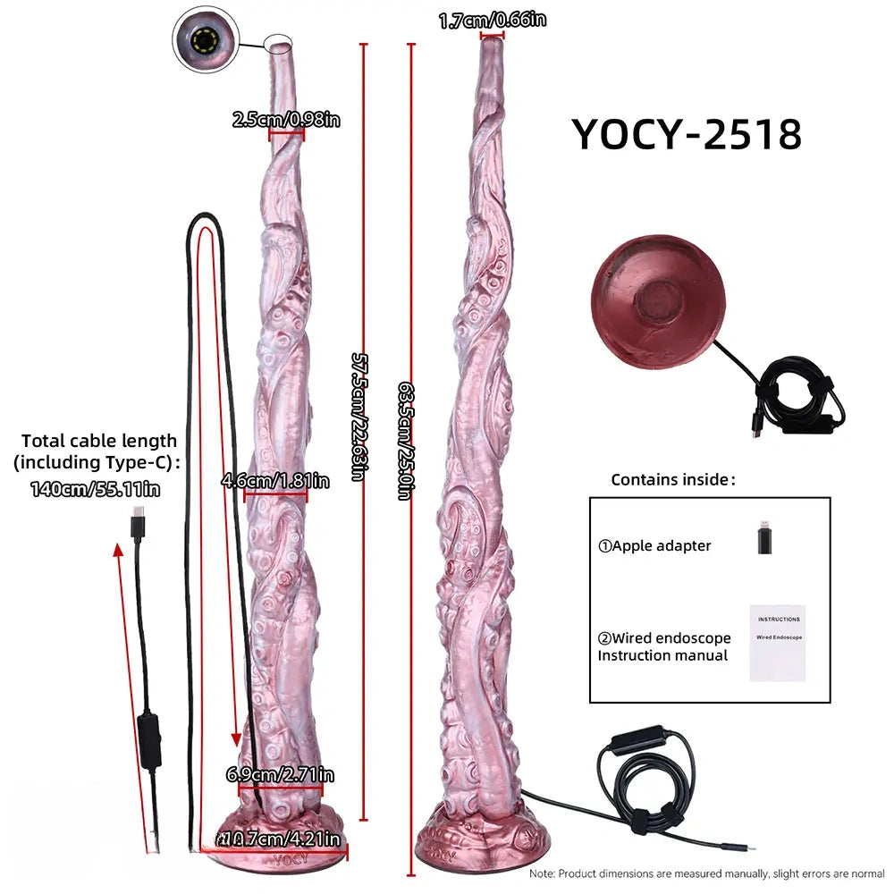 25in Tentacle Huge Long HD Camera Dildo Silicone Adult Toy Climax Device