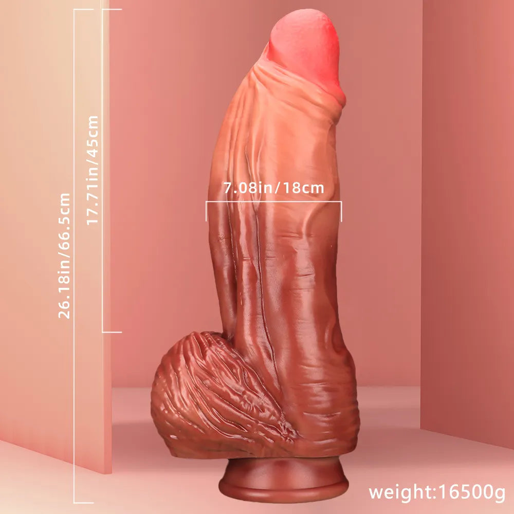 26.18in Realistic Super Long Huge Thick Soft Fat Dildo For Anus Vagina