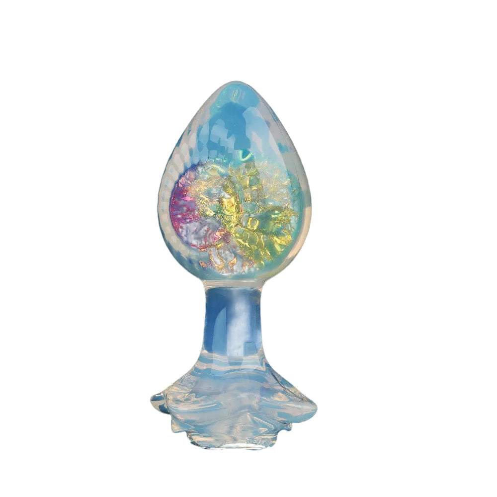 Woven Light Aurora Crystal Silicone Anal Plug with Sculpted Petal Base - Lurevibe