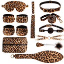 BDSM Kit 10PCS Restraints Foreplay Leather Bondage Set for Couples
