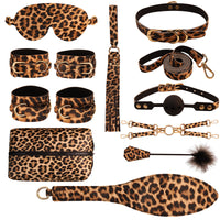 BDSM Kit 10PCS Restraints Foreplay Leather Bondage Set for Couples