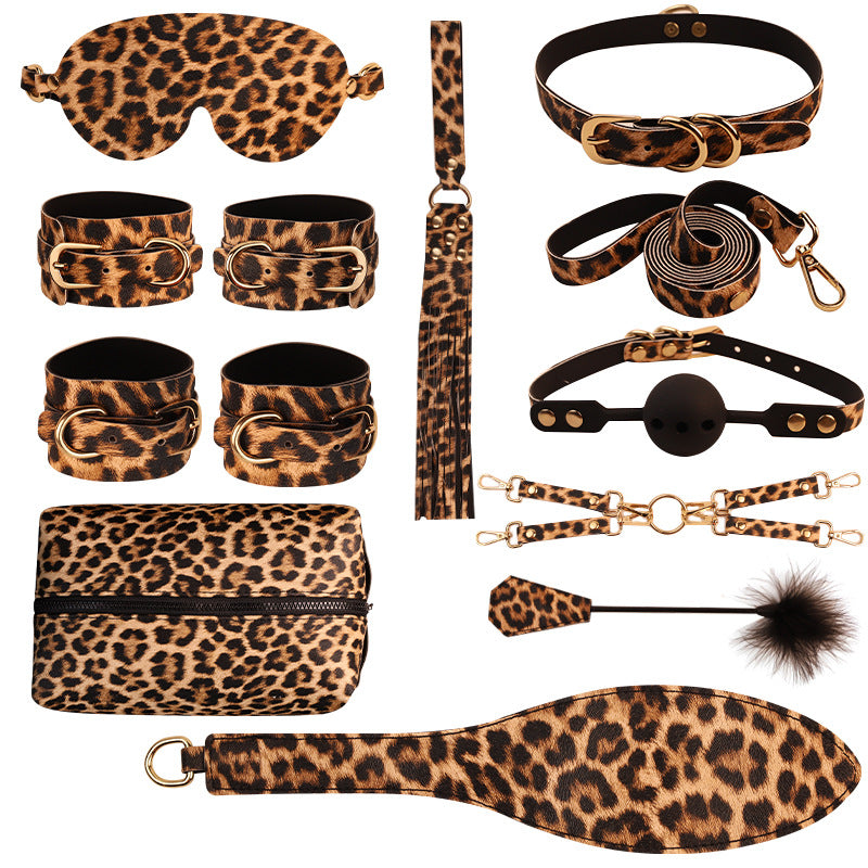 BDSM Kit 10PCS Restraints Foreplay Leather Bondage Set for Couples