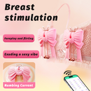 Pink Bowknot Vibrating Nipple Clamps App Control