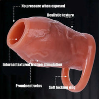 3.15in 3.54in 3.94in Realistic Veins Dildo Sleeve With Cock Ring For Couples
