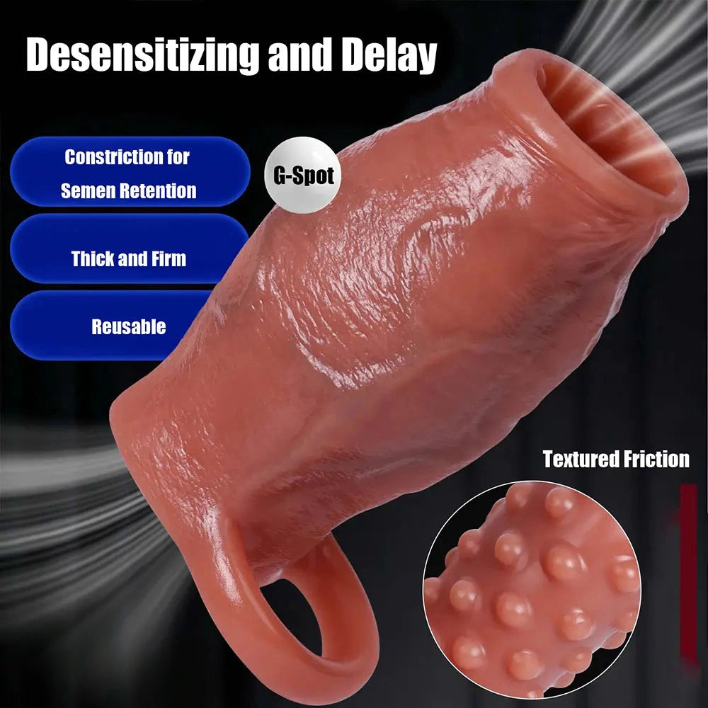 3.15in 3.54in 3.94in Realistic Veins Dildo Sleeve With Cock Ring For Couples