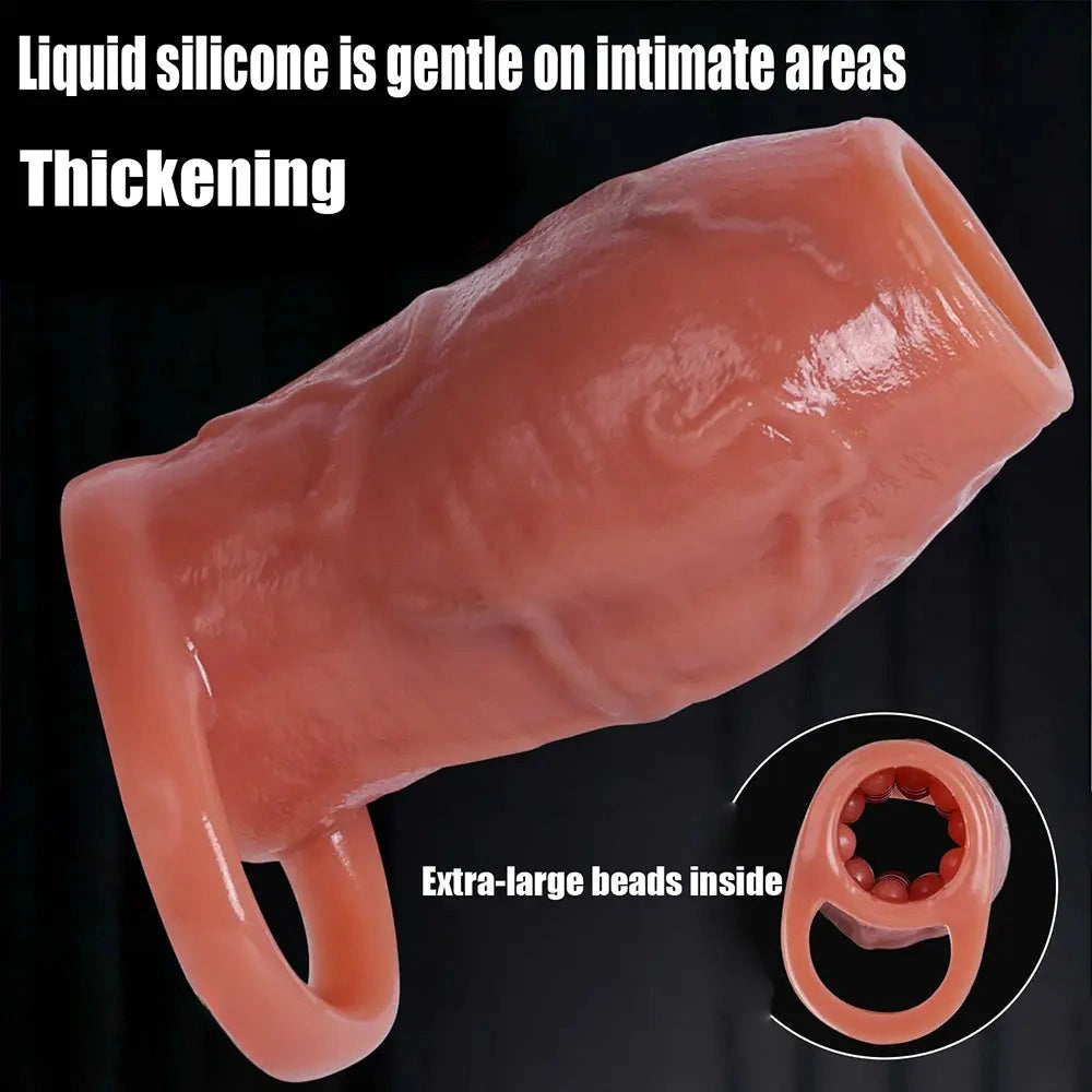 3.15in 3.54in 3.94in Realistic Veins Dildo Sleeve With Cock Ring For Couples