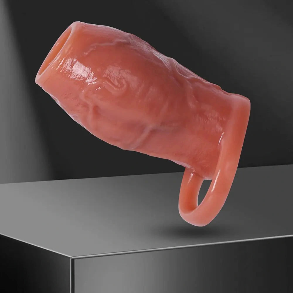 3.15in 3.54in 3.94in Realistic Veins Dildo Sleeve With Cock Ring For Couples