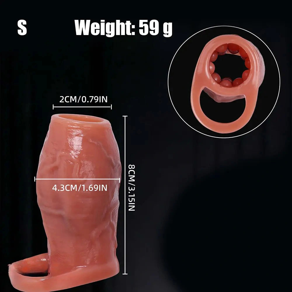 3.15in 3.54in 3.94in Realistic Veins Dildo Sleeve With Cock Ring For Couples
