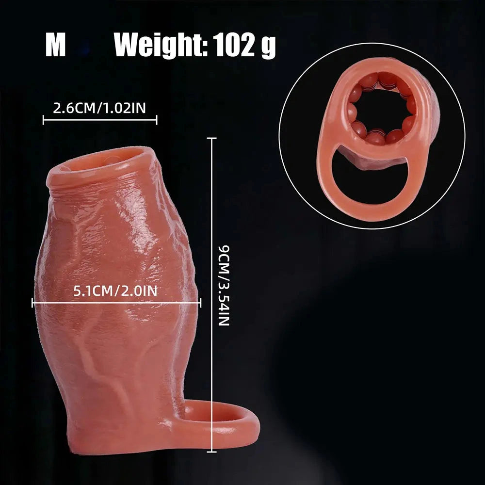 3.15in 3.54in 3.94in Realistic Veins Dildo Sleeve With Cock Ring For Couples