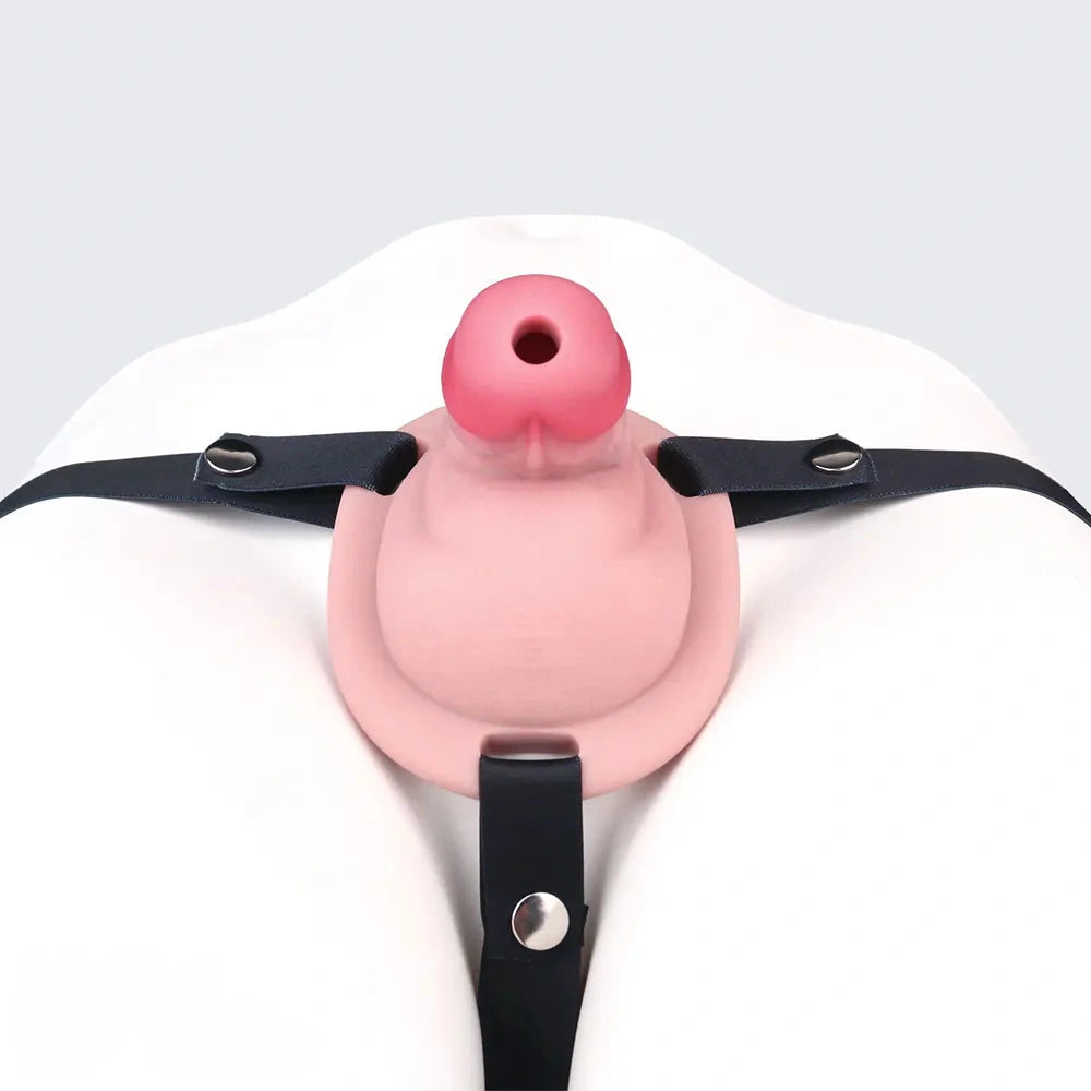 3.34in Real Hollow Chastity Cage Dildo Couple Sex Game Masturbator