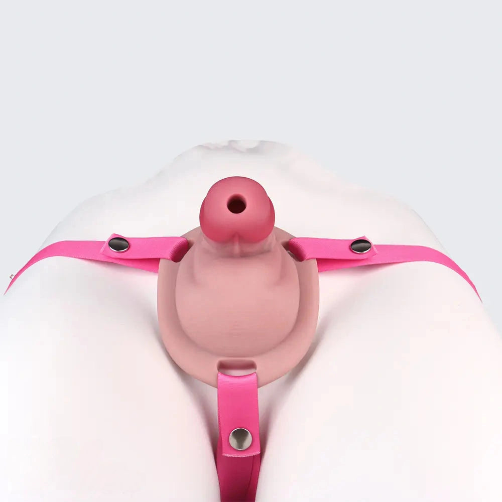 3.34in Real Hollow Chastity Cage Dildo Couple Sex Game Masturbator