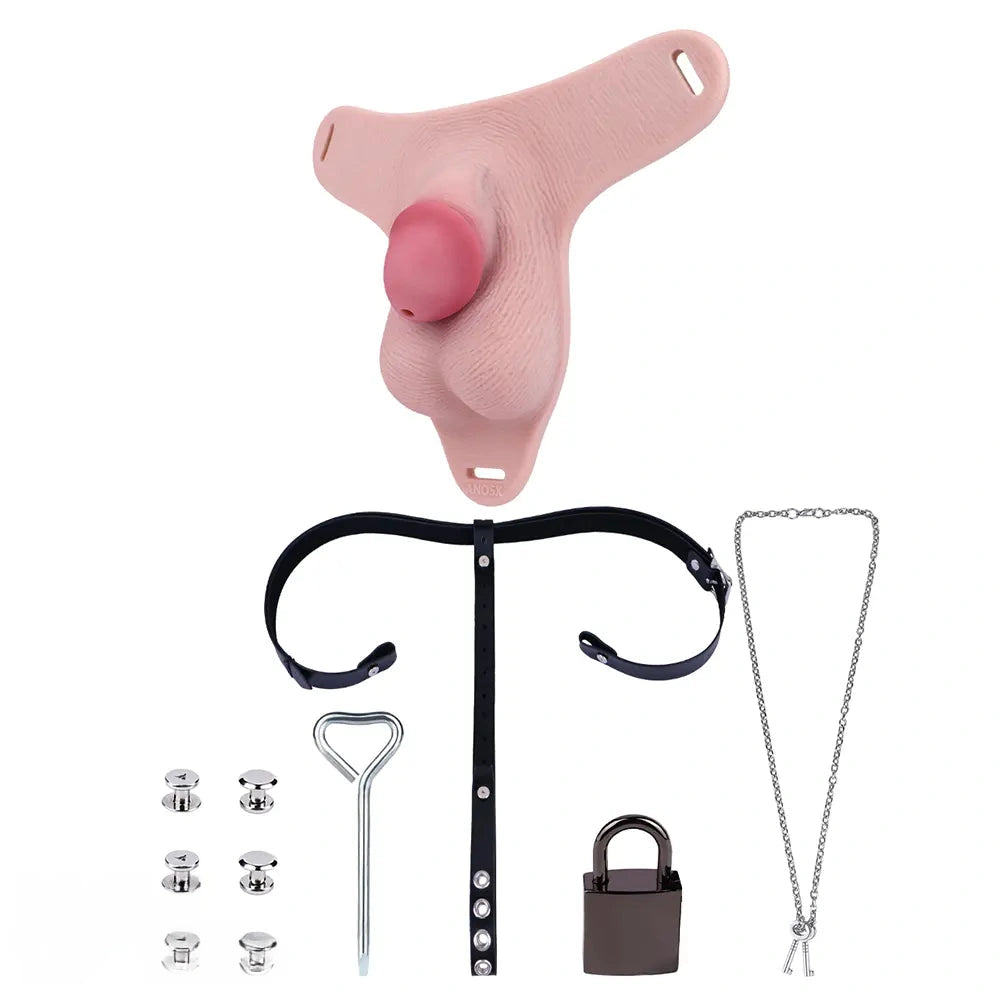 3.34in Real Hollow Chastity Cage Dildo For Prostate Hands-free Gaming